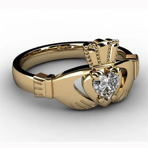 1/4 Carat Diamond Claddagh Engagement Ring YELLOW-ASU2-25 - Image 5