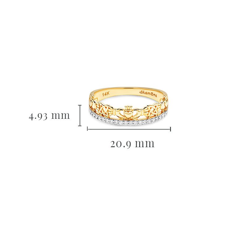 14K Yellow Gold Claddagh Ring with Lab Created Diamonds - 2.11 - Image 3