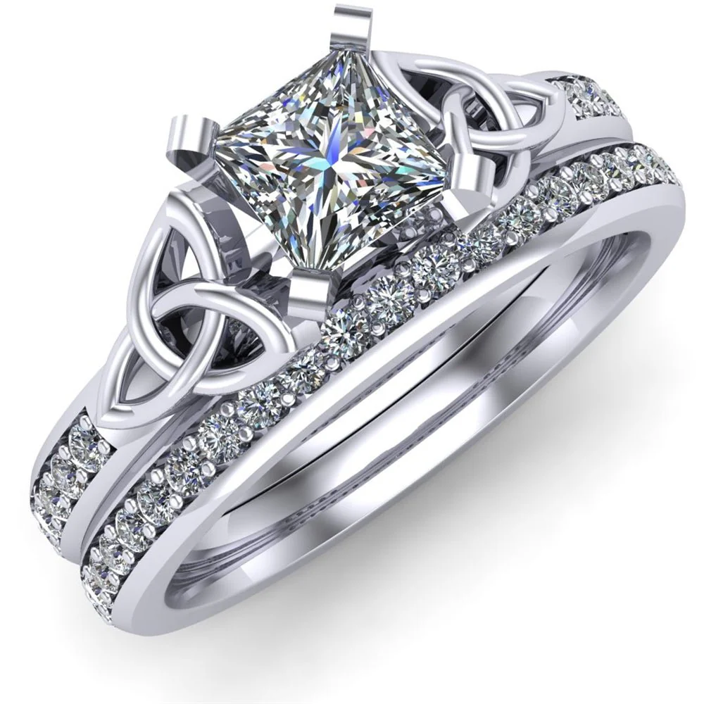 Platinum Celtic Bridal Set AYLIN-1S-SET-PLATINUM-PRINCESS - Image 3