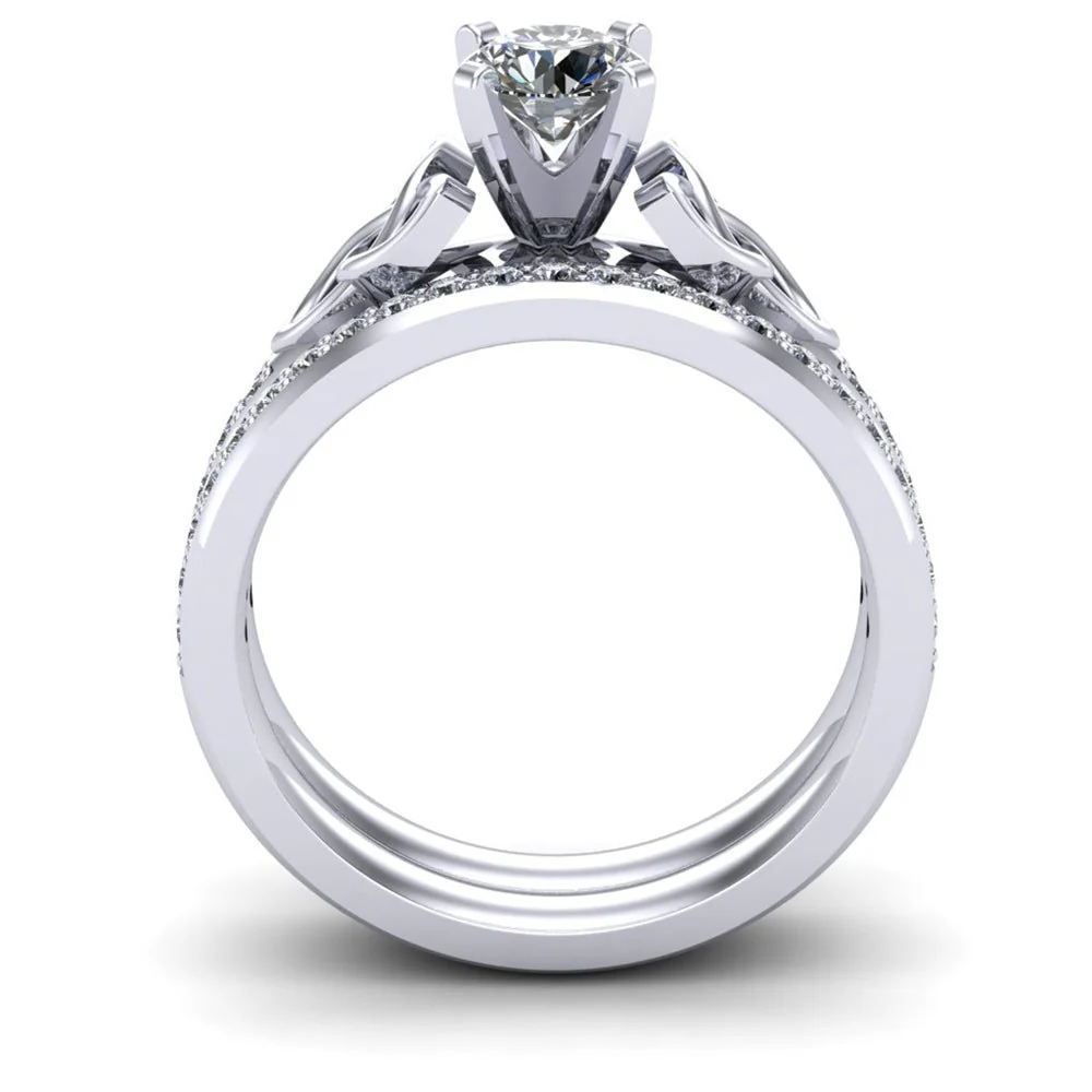 14K White Gold Celtic Bridal Set AYLIN-1S-SET-WHITE - Image 6
