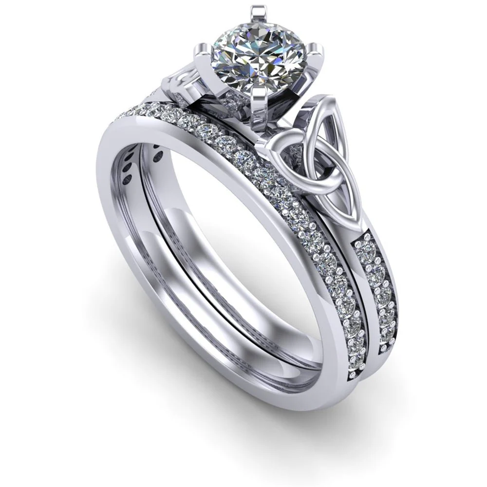 14K White Gold Celtic Bridal Set AYLIN-1S-SET-WHITE - Image 7