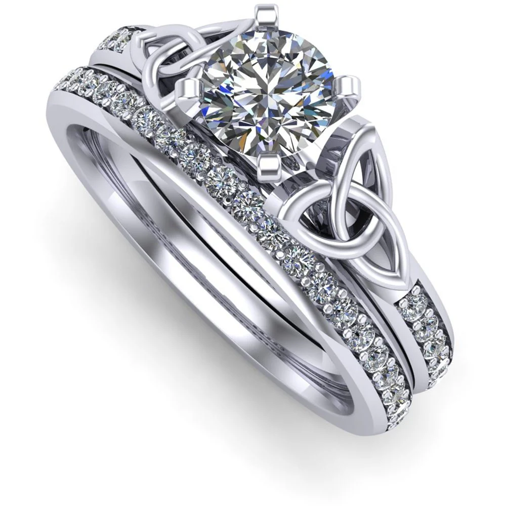 14K White Gold Celtic Bridal Set AYLIN-1S-SET-WHITE - Image 8