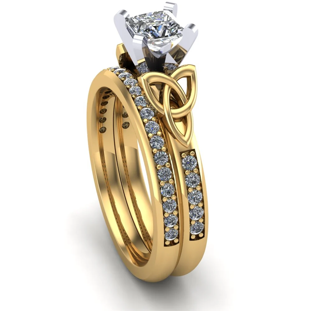 14K Yellow Gold Celtic Bridal Set AYLIN-1S-SET-YELLOW-PRINCESS - Image 9