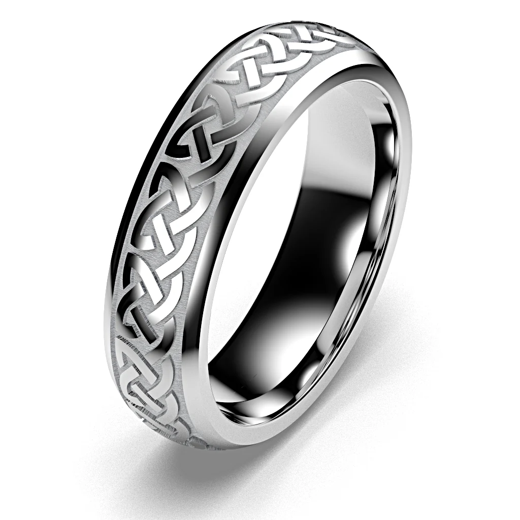 Celtic Heart Knot Wedding Ring UCELT1-TUNG6M-CHK - TUNGSTEN - Image 8