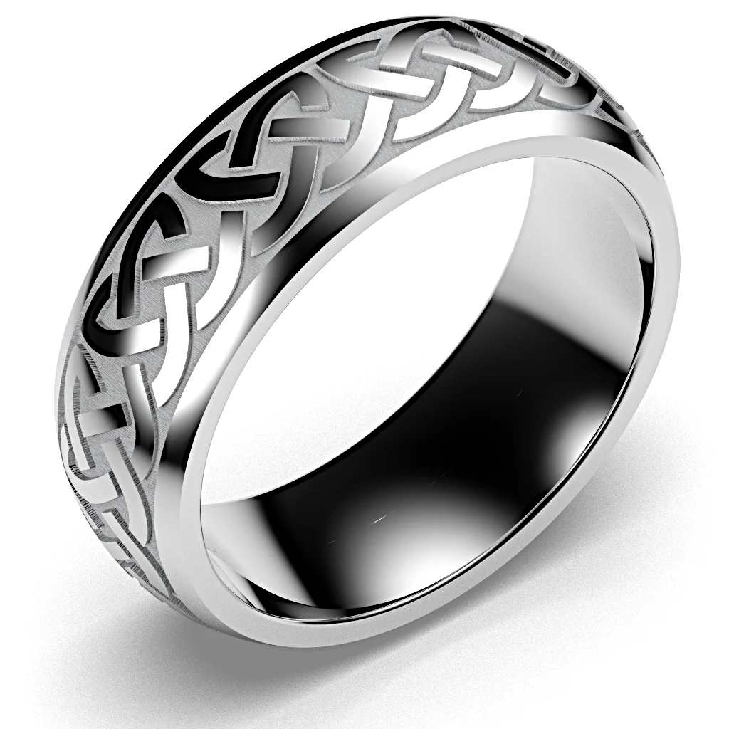 Celtic Heart Knot Wedding Ring UCELT1-TUNG8M-CHK - TUNGSTEN - Image 9