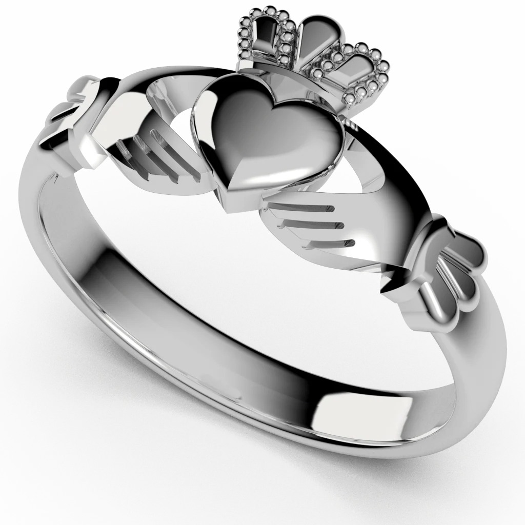 Claddagh Ring ASI-1 in 10K or 14K WHITE Gold - Image 5