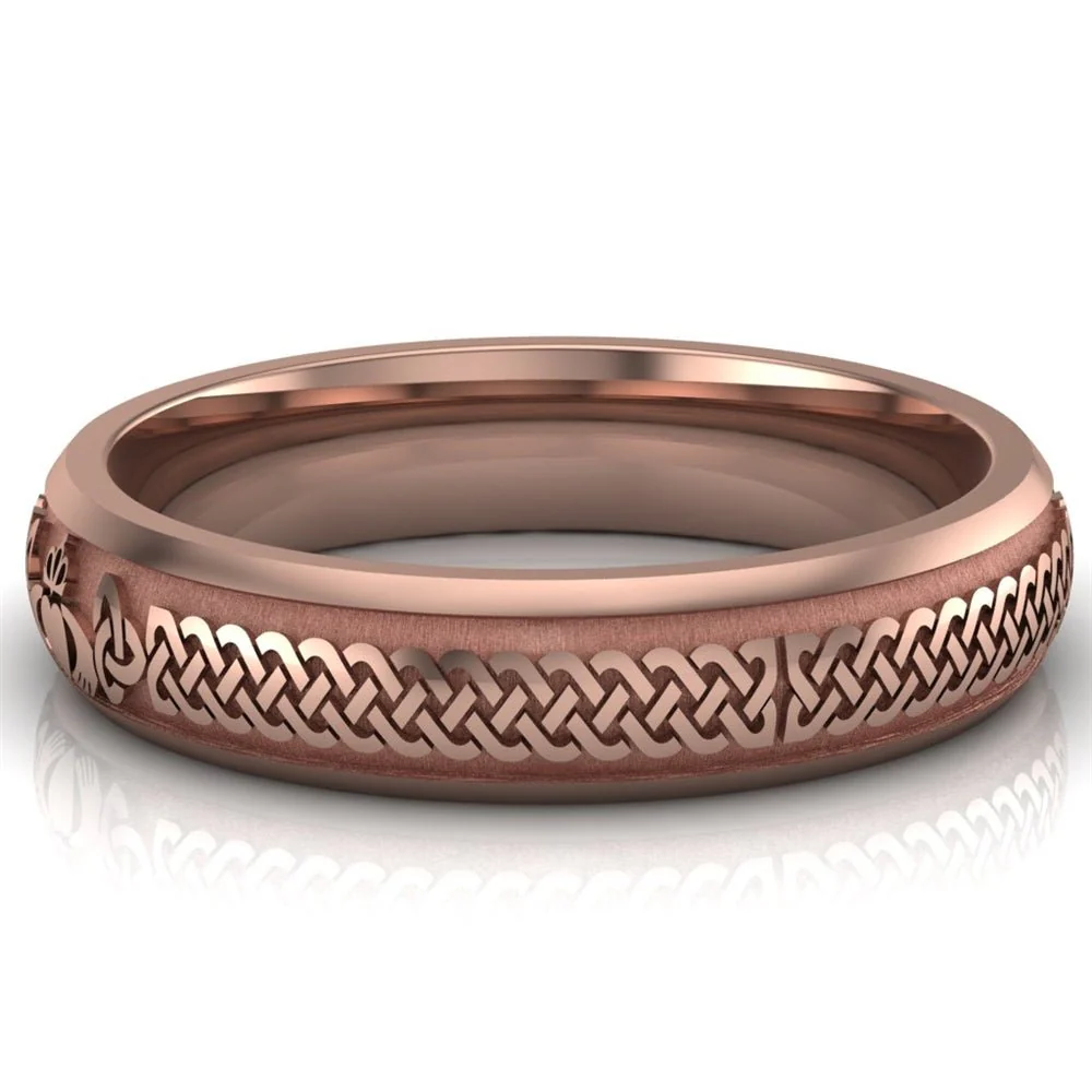 Claddagh Wedding Ring UCL1-14R5M - 10K/14K/18K Rose Gold - Image 3