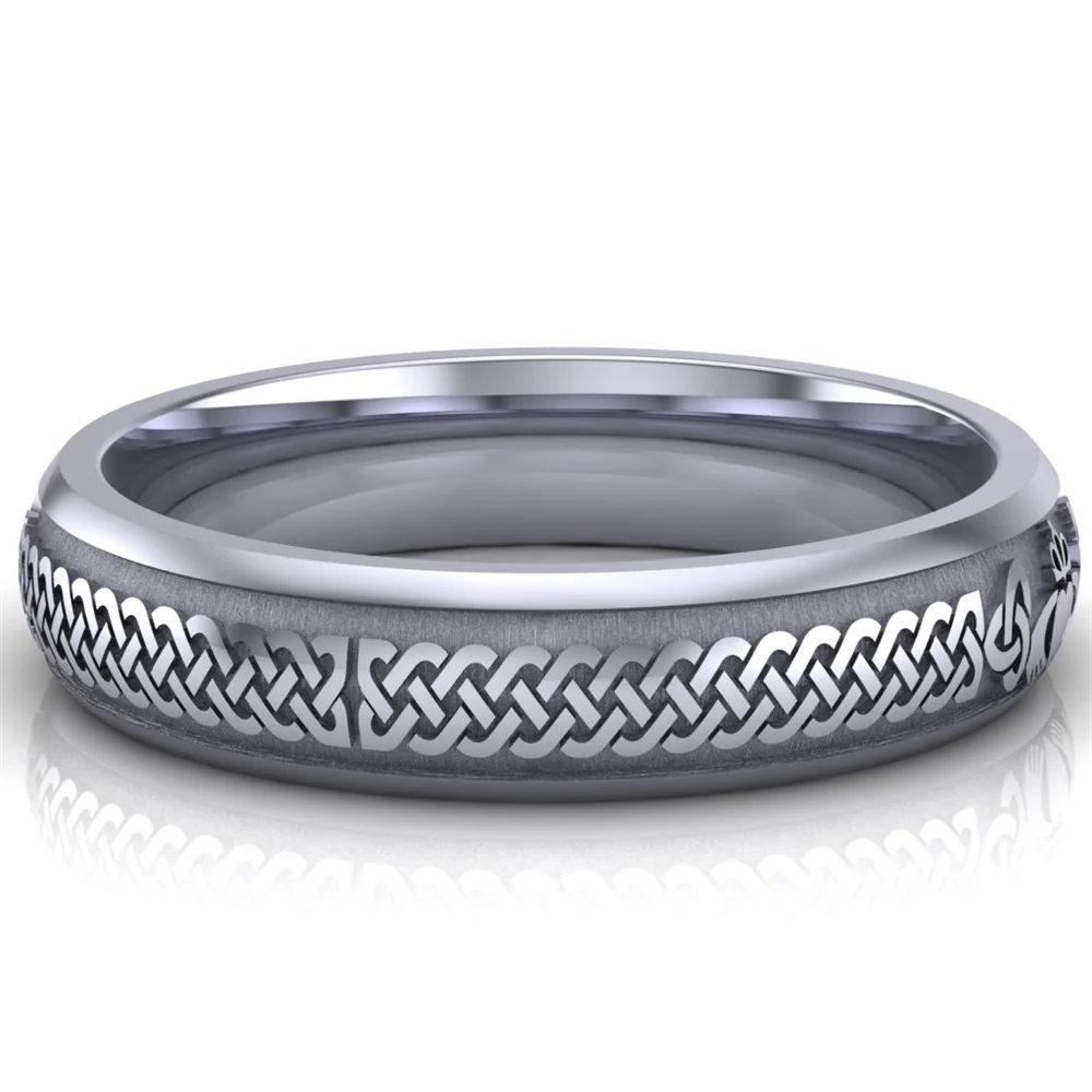 Claddagh Wedding Ring UCL1-14W5M - 10K/14K/18K White Gold - Image 4