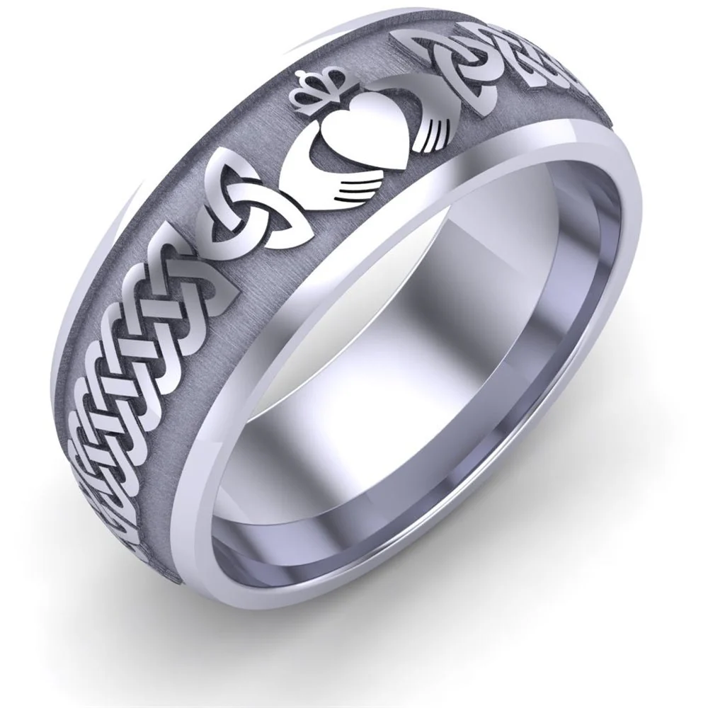 Claddagh Wedding Ring UCL1-14W8M - 14K White Gold - Image 3