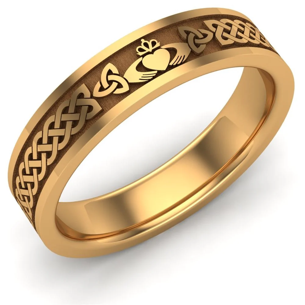 Claddagh Wedding Ring UCL1-14Y5MFLAT - 14K Yellow Gold - Image 2