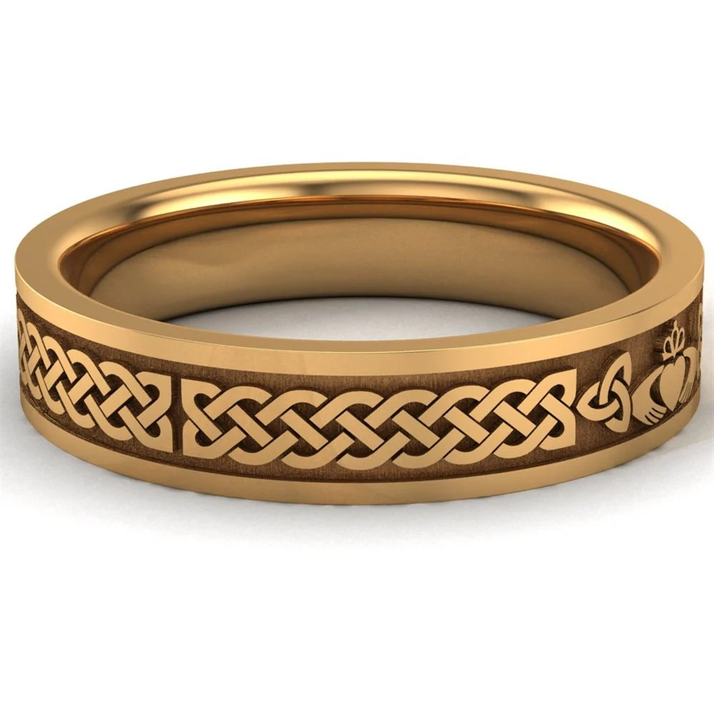 Claddagh Wedding Ring UCL1-14Y5MFLAT - 14K Yellow Gold - Image 7