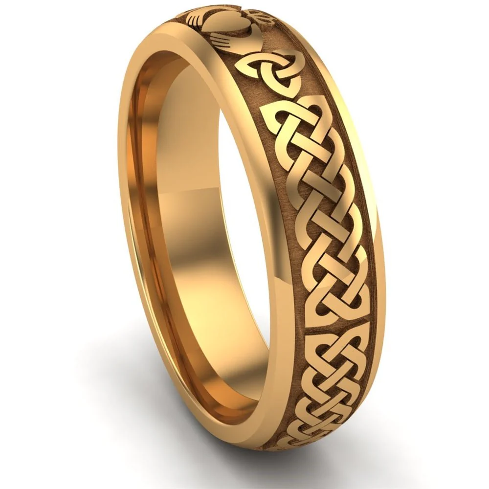 Claddagh Wedding Ring UCL1-14Y6M - 10K/14K/18K Yellow Gold - Image 11