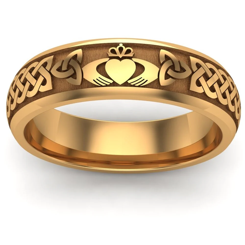 Claddagh Wedding Ring UCL1-14Y6M - 10K/14K/18K Yellow Gold - Image 7