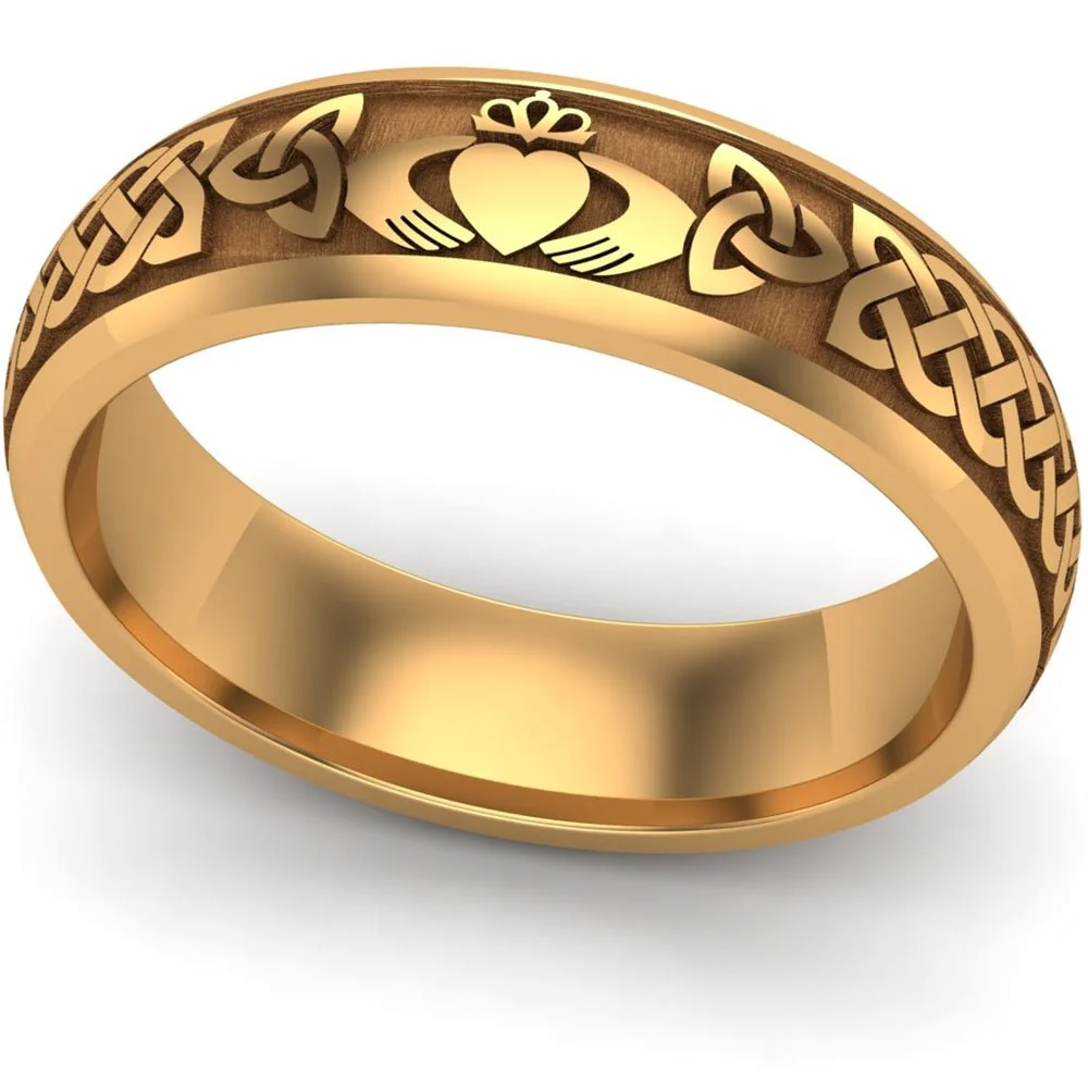 Claddagh Wedding Ring UCL1-14Y6M - 10K/14K/18K Yellow Gold - Image 8