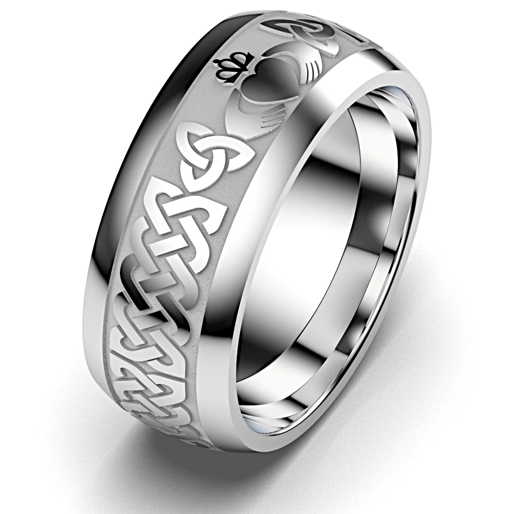 Claddagh Wedding Ring UCL1-SLV10M - THICK RAIL Sterling Silver - Image 6
