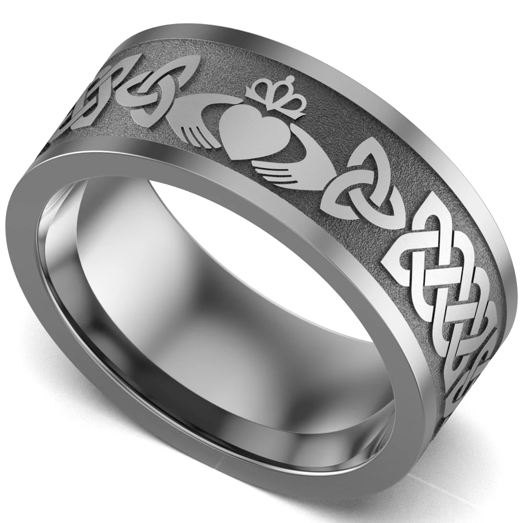 Claddagh Wedding Ring UCL1-TITAN10M-FLAT - TITANIUM - Image 19