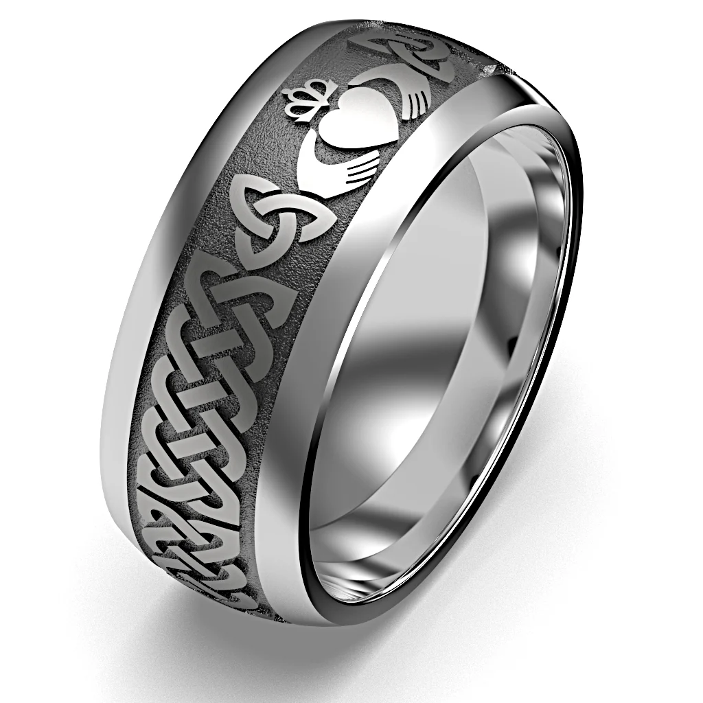 Claddagh Wedding Ring UCL1-TITAN10M - THICKRAIL - TITANIUM - Image 13