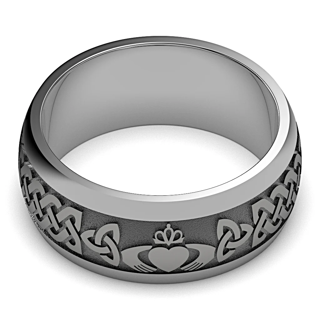 Claddagh Wedding Ring UCL1-TITAN10M - THICKRAIL - TITANIUM - Image 25