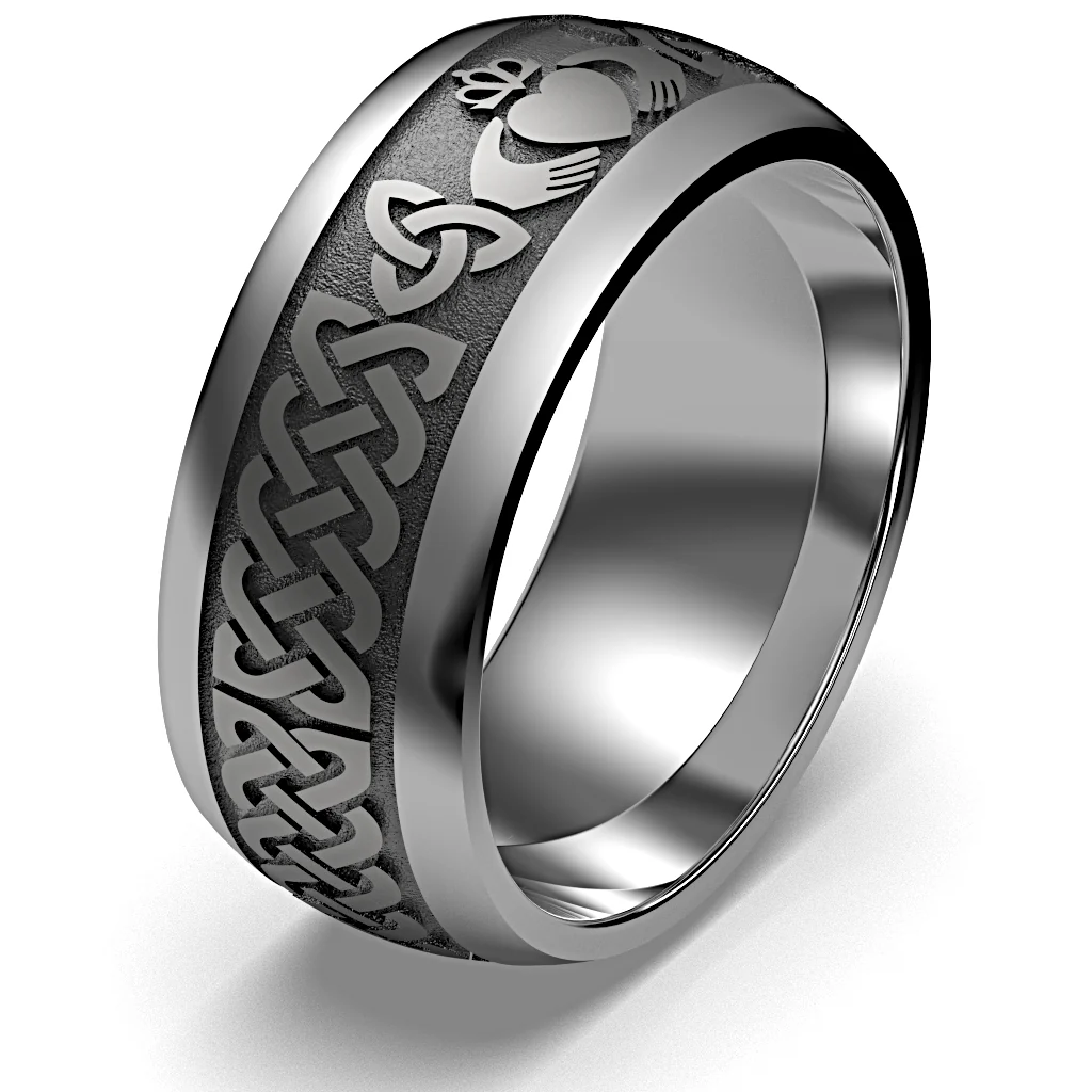 Claddagh Wedding Ring UCL1-TITAN10M - THICKRAIL - TITANIUM - Image 5