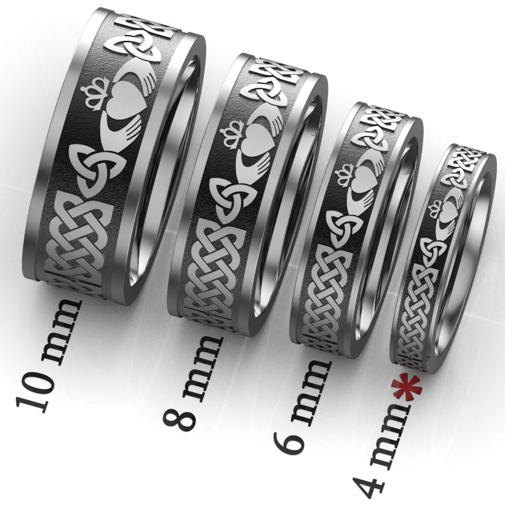 Claddagh Wedding Ring UCL1-TITAN4M-FLAT - TITANIUM - Image 7