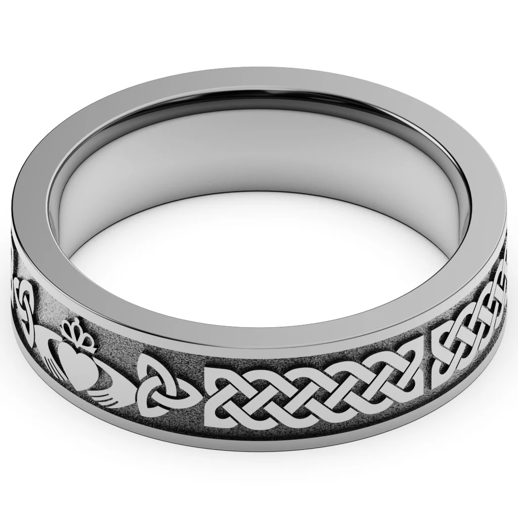 Claddagh Wedding Ring UCL1-TITAN6M-FLAT - TITANIUM - Image 9