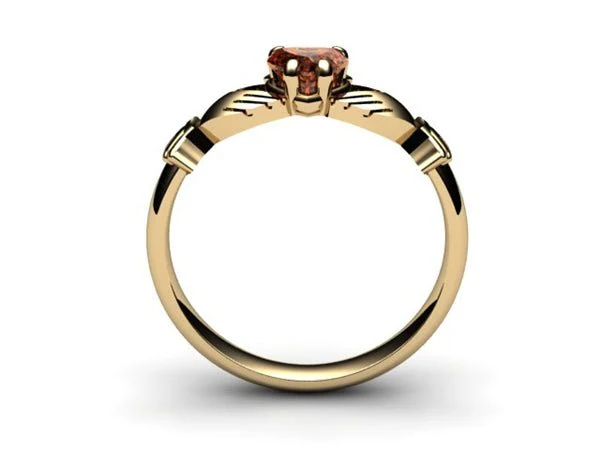 Garnet Gold Claddagh Ring <font color="#FF0000"> IN STOCK! Ships in 48 Hours!</font> - Image 3