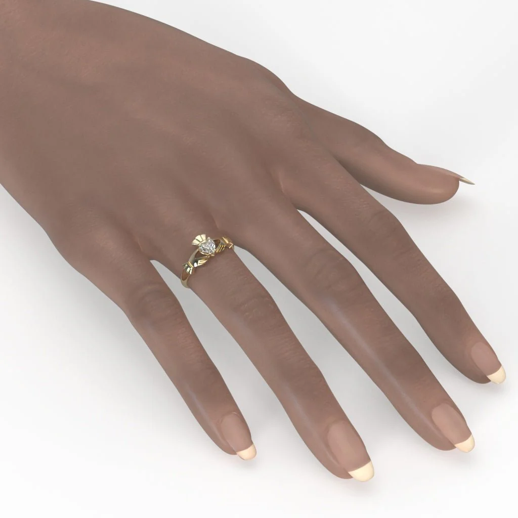 Half Carat Lab-Created Diamond - 14K YELLOW Gold Claddagh Ring <font color="#FF0000"> IN STOCK! Ships in 48 Hours!</font> - Image 6
