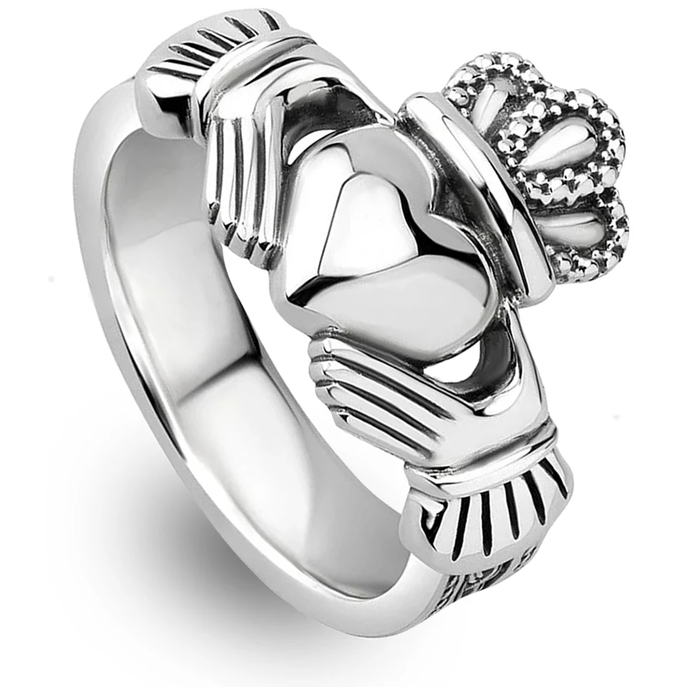 Heavy MENS Sterling Silver Claddagh Ring S-S21070