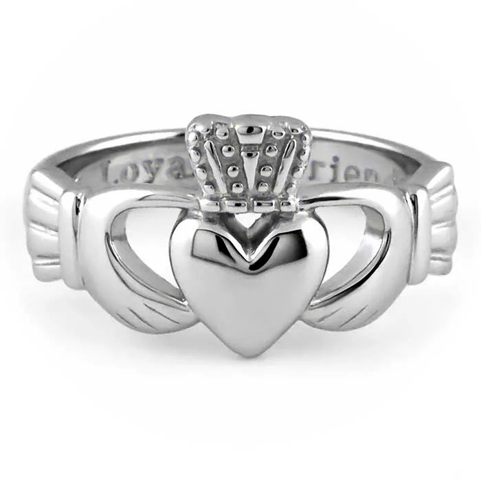 MENS 14K WHITE Gold Claddagh Ring SMG-14G7W - Image 2