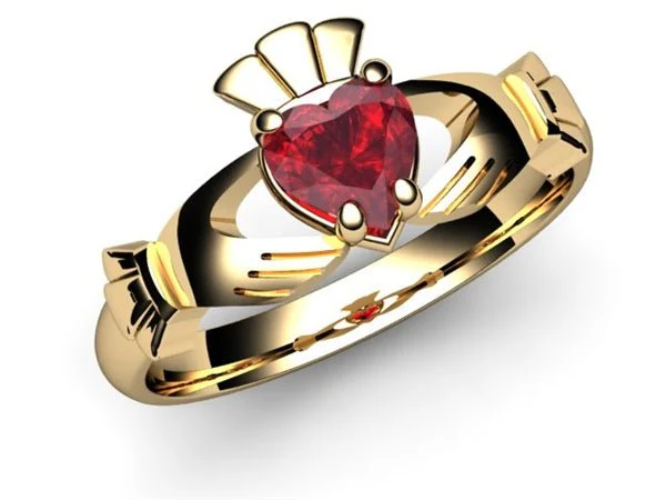 RUBY 14K Gold Claddagh Ring <font color="#FF0000"> IN STOCK! Ships in 48 Hours!</font>
