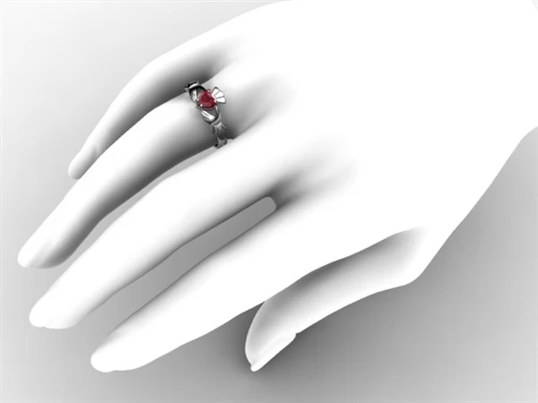 RUBY PLATINUM Claddagh Ring - Image 4