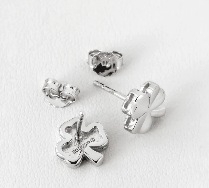 Sterling Silver Shamrock Stud Earrings - S3094 - Image 2
