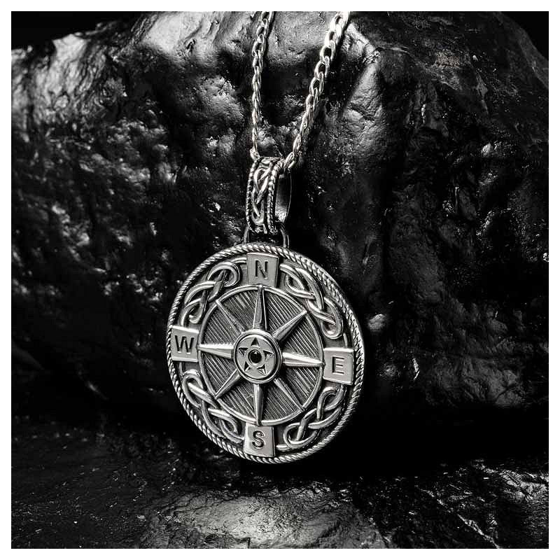 Sterling Silver Gent's Compass Pendant Earth Collection SP2297 with Chain - Image 3