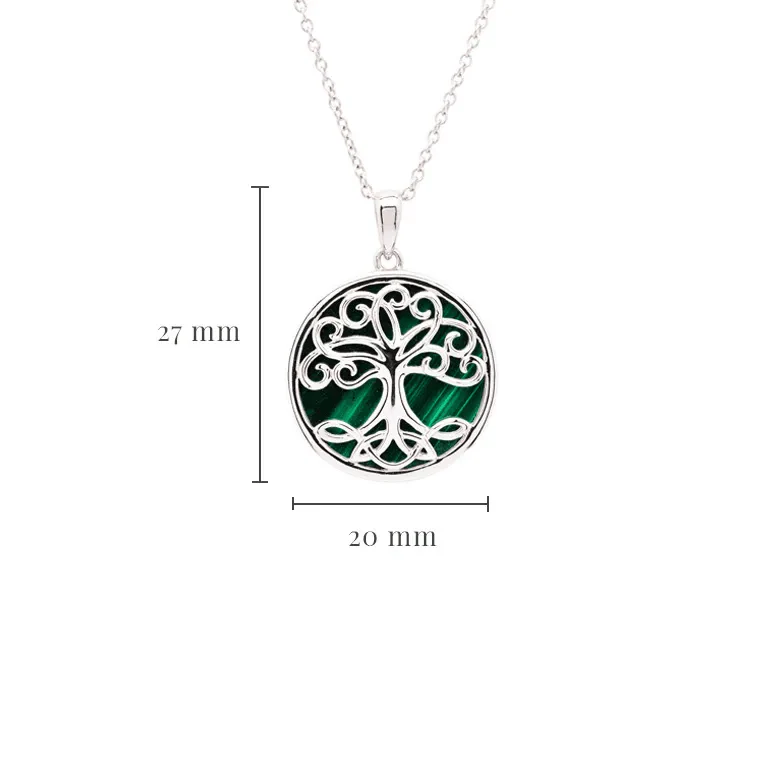 Sterling Silver Malachite Tree of Life Pendant with Chain SP2325 - Image 3