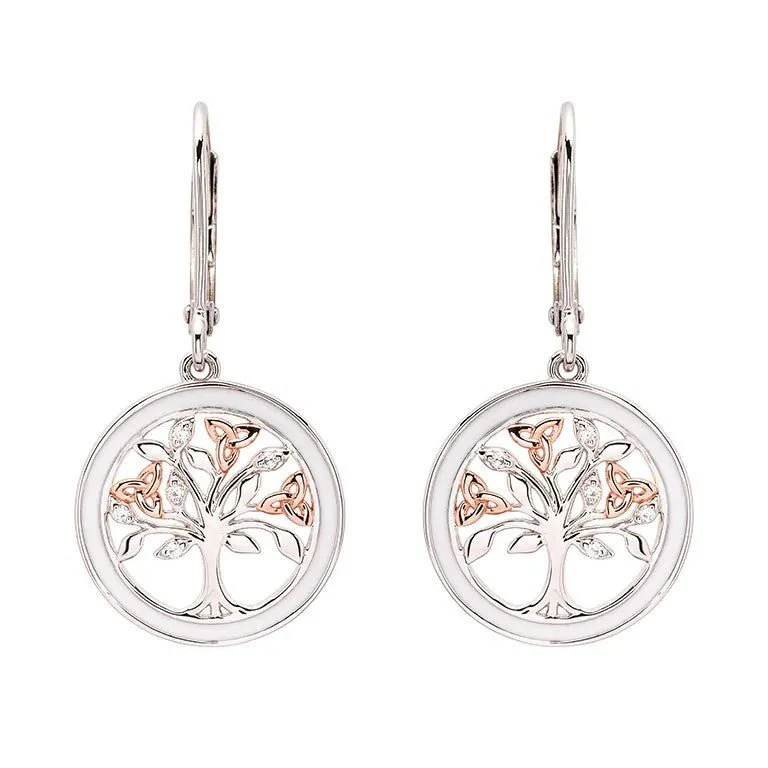 Sterling Silver Enamel Tree of Life Drop Earrings SE2337